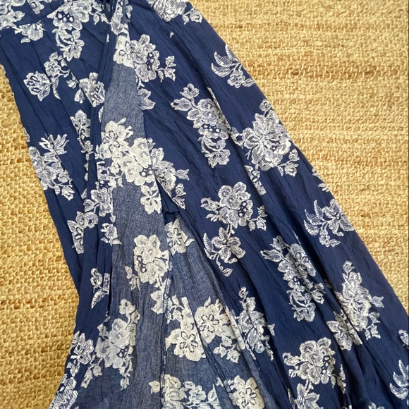 Blissful Breeze Navy Blue Floral Print Faux Wrap Maxi Dress - Picture 5 of 10